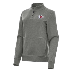 Women's Kansas City Chiefs Antigua Crush 1/4 Zip XLarge Black Heather