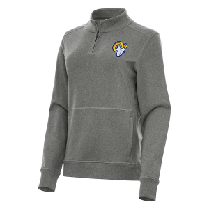 Women's Los Angeles Rams Antigua Crush 1/4 Zip Medium Black Heather