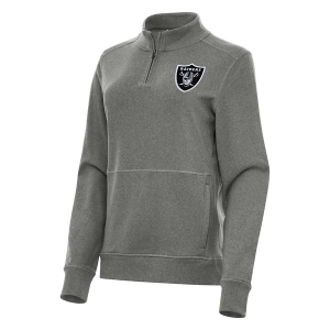 Women's Las Vegas Raiders Antigua Crush 1/4 Zip Large Black Heather