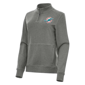 Women's Miami Dolphins Antigua Crush 1/4 Zip Medium Black Heather