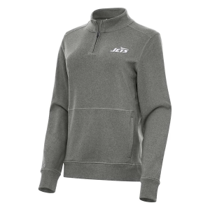 Women's New York Jets Antigua Crush 1/4 Zip Large Black Heather