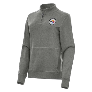 Women's Pittsburgh Steelers Antigua Crush 1/4 Zip Large Black Heather