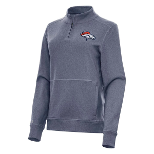 Women's Denver Broncos Antigua Crush 1/4 Zip Medium Navy Heather