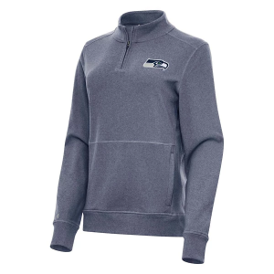 Women's Seattle Seahawks Antigua Crush 1/4 Zip Medium Navy Heather