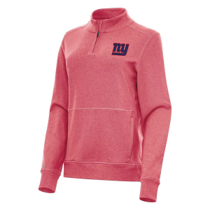 Women's New York Giants Antigua Crush 1/4 Zip Medium Dark Red Heather