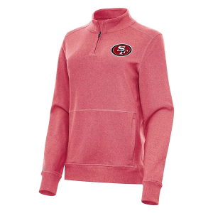 Women's San Francisco 49ers Antigua Crush 1/4 Zip Large Dark Red Heather