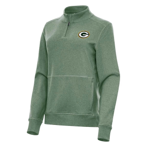 Women's Green Bay Packers Antigua Crush 1/4 Zip XSmall Dark Pine Heather