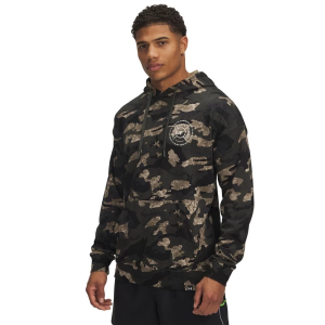 Men's Under Armour Project Rock Terry Printed Hoodie Large Baroque Green/White Clay