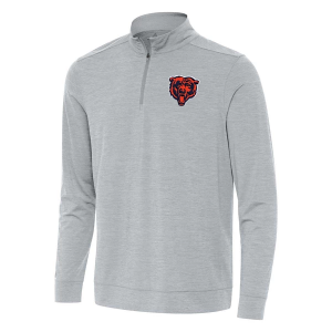 Chicago Bears Antigua Bear Head Bright 1/4 Zip Large Skyscraper Heather