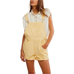 Women's Free People We The Free Ziggy Shortalls Romper Medium Lemon
