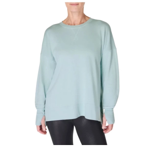 Women's Sweaty Betty After Class Longline Crewneck Sweatshirt Small Muted Teal Blue