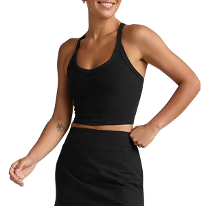 Women's Beyond Yoga On The Up Cropped V-Neck Tank Top Large Darkest Night