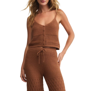 Women's Z Supply Tay Crochet Scoop Neck Tank Top XSmall Teakwood