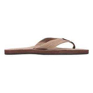 Men's Rainbow Single Layer Premier Leather Flip Flop Sandals Large Dark Brown