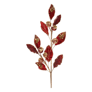 Melrose International 29.5in Red and Gold Leaf Spray (Set of 2)