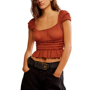 Women's Free People Sweet On You Crop Top Small Maple Syrup