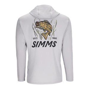 Men's Simms Tech Artist Series Fishing Hoodie XLarge Sterling/Bass