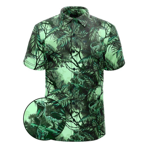 Men's Retro Rifle Prehistoric Button Up Shirt 4XLarge Green