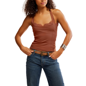 Women's Free People Looking Good Square Neck Tank Top Large Nutmeg