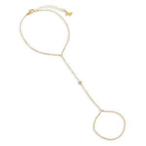 Adina Eden CZ Single Bezel Hand Chain Bracelet