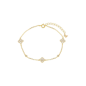 Adina Eden Multi CZ Clover & Bezel Charm Bracelet