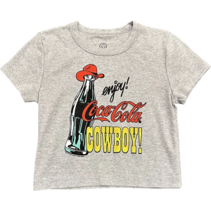 Women's Junk Food Enjoy Coke Cowboy Crop Top XLarge Heather Grey
