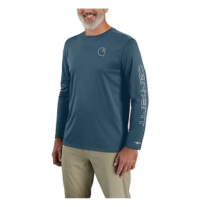 Men's Carhartt Force Sun Defender Lightweight Logo Graphic Long Sleeve T-Shirt Large Tall Storm Blue Heather