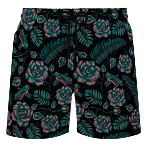 Men's Retro Rifle Shotgun Safari Lounge Shorts 3XLarge Black