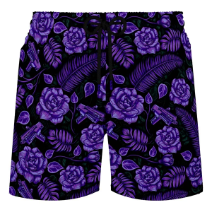 Men's Retro Rifle Shotgun Safari Lounge Shorts Large Purple