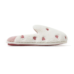 Women's Dearfoams Teddy Heart Scuff Athletic Slippers Regular Large Muslin