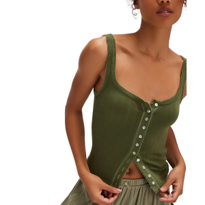 Women's Free People End Game Pointelle Scoop Neck Tank Top XSmall Army