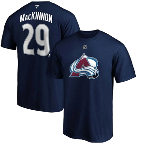 Colorado Avalanche Fanatics Nathan MacKinnon #29 Authentic Name & Number T-Shirt Large Navy