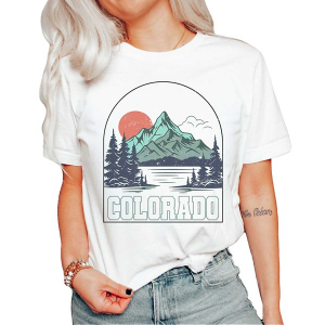 Women's A. Blush Colorado Arched Landscape T-Shirt Large White