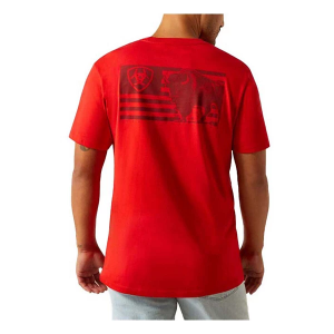 Men's Ariat Etched Buffalo Flag T-Shirt Small Red