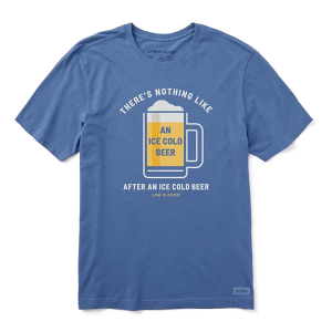 Men's Life is Good Ice Cold Beer After Ice Cold Beer T-Shirt Medium Vintage Blue
