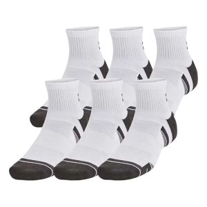 Men's Under Armour Performance Tech Quarter Socks Large White 6 Packs