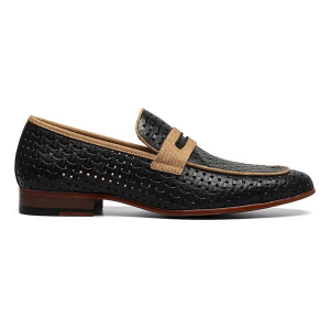 Men's Stacy Adams Winstead Moc Toe Saddle Shoes Regular 10 Black