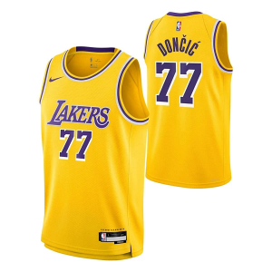 Kids' Los Angeles Lakers Luka Doncic #77 Nike Icon Edition Jersey Small Amarillo