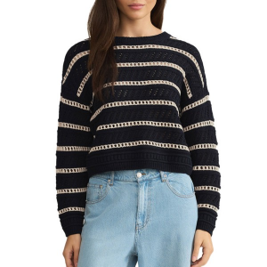 Women's Z Supply Pullover Sweater Estero Stripe Sweater XSmall Eclipse