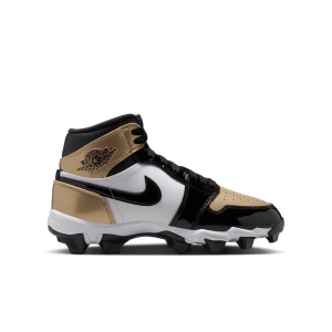 Kids' Jordan 1 Mid Molded Football Cleats Little 1 Metallic Gold/Black/White