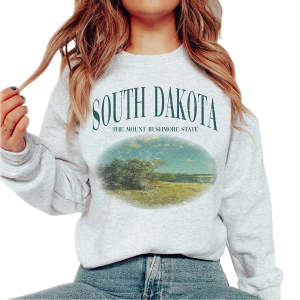 Women's A. Blush South Dakota The Mount Rushmore State Crewneck Sweatshirt Medium Ash