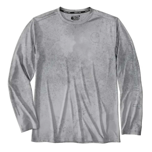 Men's Carhartt Force Sun Defender Lightweight Long-Sleeve Print Long Sleeve T-Shirt 3XLarge Tall Light Grey Watercolor Camo