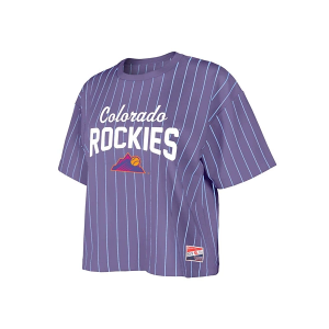 Women's Colorado Rockies City Connect Pinstripe T-Shirt Large Purple