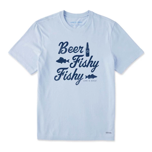 Men's Life is Good Beer Fishy T-Shirt Small Blue