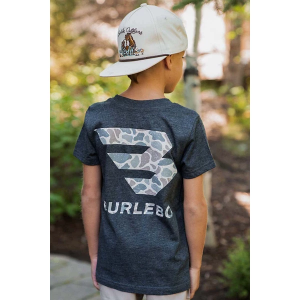 Boys' Burlebo Deer Camo Sig Logo T-Shirt XLarge Heather Black