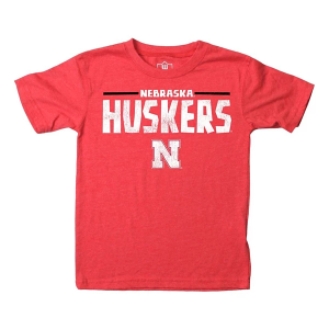 Nebraska Cornhuskers Wes and Willy Strike Kids' T-Shirt Medium Cherry