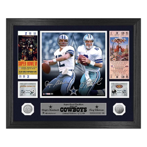 Highland Mint Dallas Cowboys Roger Staubach & Troy Aikman Super Bowl Traditions Silver Coin Photo Mint
