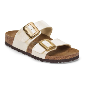Women's BIRKENSTOCK Sydney Luxe Buckle Slide Sandals 40 Graceful Pearl White