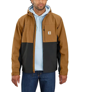 Men's Carhartt Storm Defender Relaxed Fit Lightweight Packable Rain Jacket Small Carhartt Brown Black