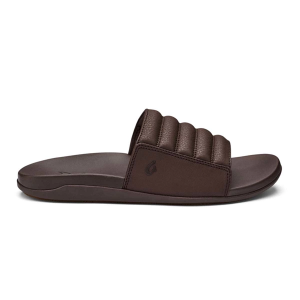 Men's OluKai Maha Olu Slide Sandals 9 Dk Wood / Dk Wood